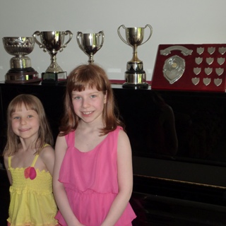 Rebecca and Naomi - winners of the Most Promising Pianist awards at the Leamington Spa festival, 2013